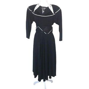 Jon Wesley California Dress Womens Size 4 Vintage Black White Zip Back Elastic